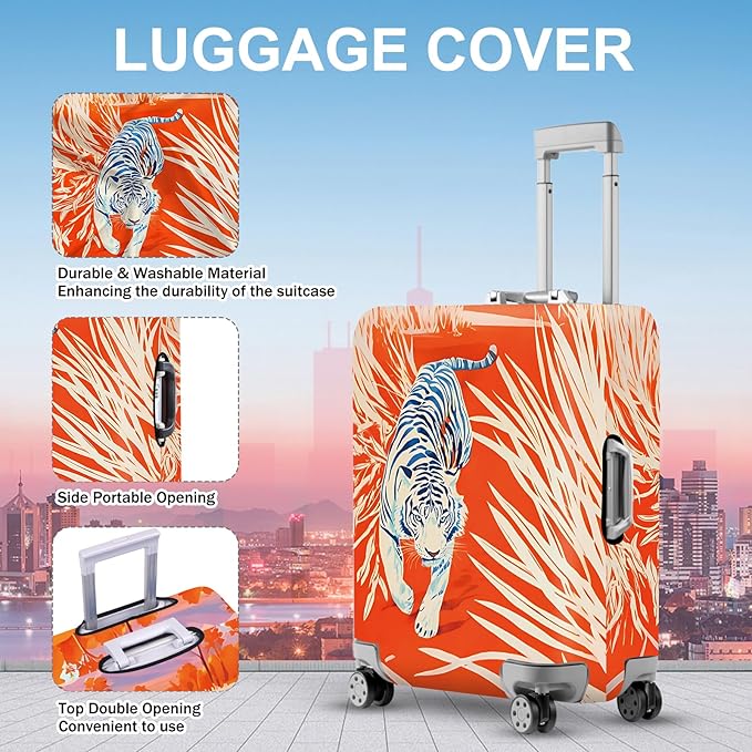 ANNA QUEEN Funny White Tiger Luggage Cover, Suitcase Protector - Image 3
