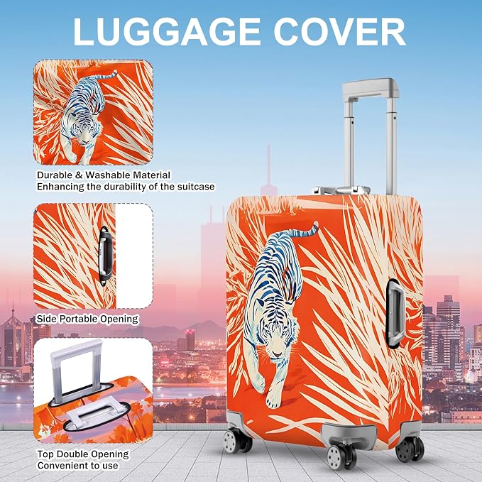 ANNA QUEEN Funny White Tiger Luggage Cover, Suitcase Protector - Image 3