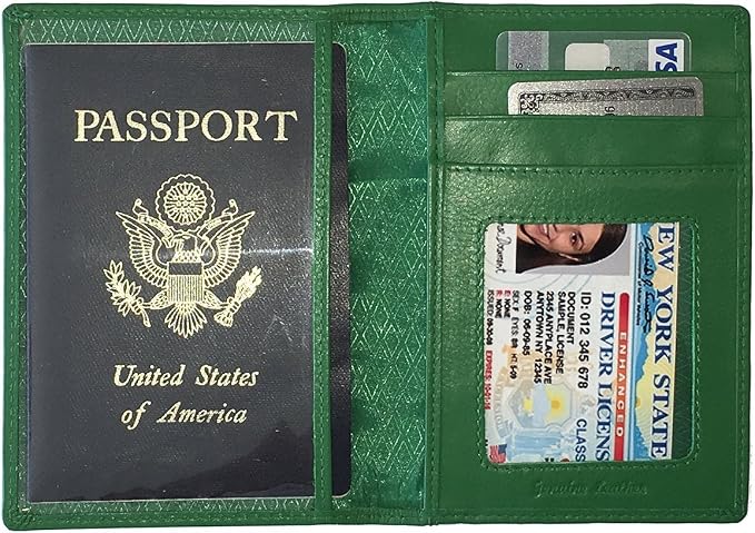Personalized Monogrammed Emerald Green Leather RFID Passport Wallet - Image 5