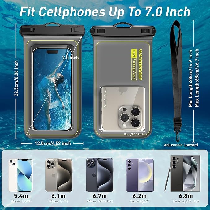 Marine IP68 Waterproof Phone Pouch, Floating Waterproof Dry Bag Compatible - Image 4