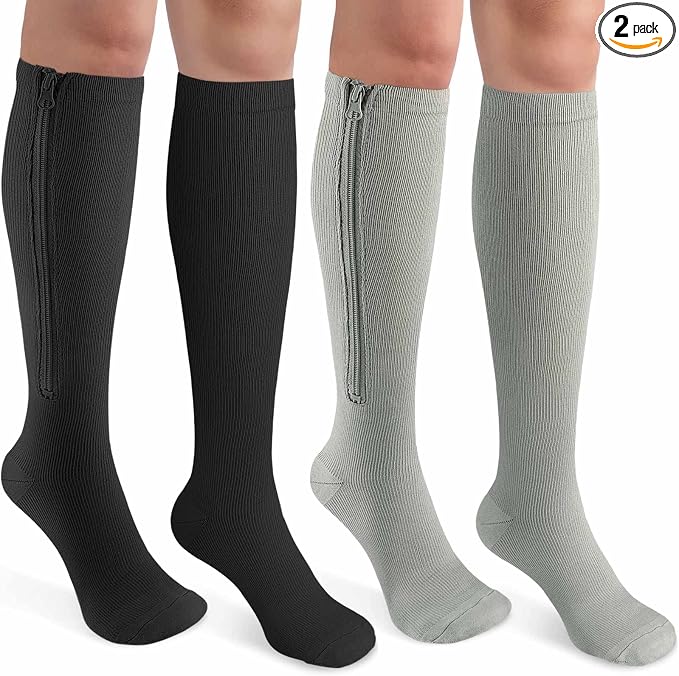 CASMON 2 Pairs Zipper Compression Socks by CASMON