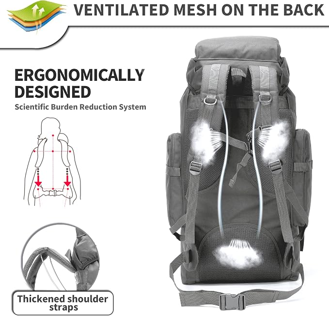 King'sGuard 70L Camping Hiking Backpack Tactical Backpack Military Molle - Image 5