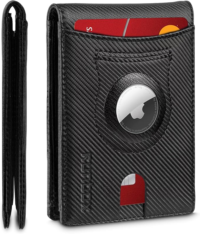 RUNBOX AirTag-Wallet-Mens-Slim-RFID Blocking Wallets Leather by RUNBOX