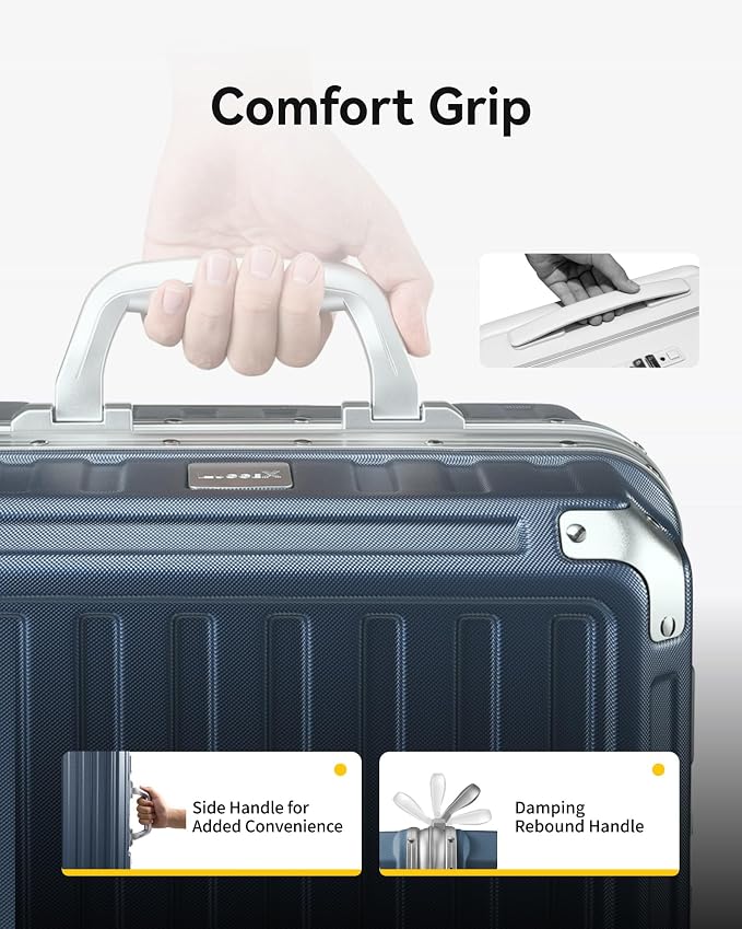LUGGEX Checked Suitcase with Spinner Wheels, 28 Inch Aluminum Frame Zipperless - Image 7