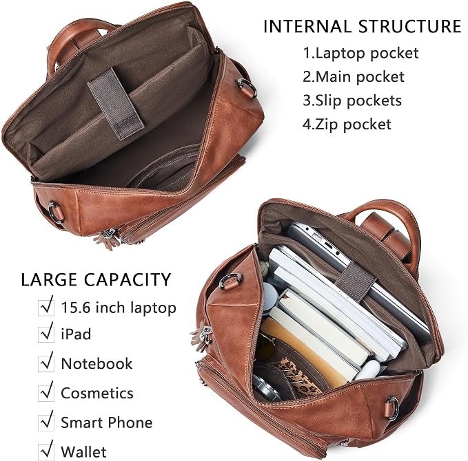 Shrrie Vegan Leather Laptop Backpack - Image 4
