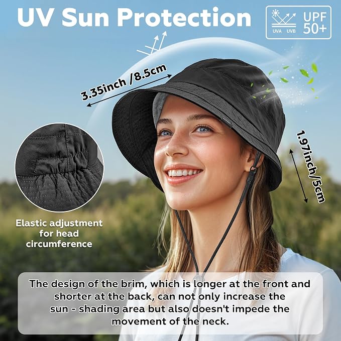 Sukeen Lightweight Bucket Hat for Women Quick-Dry Hiking Hat Packable Foldable - Image 5