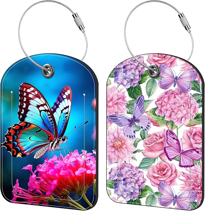 Beautiful Butterfly and Flowers Luggage Tag by iapodiad