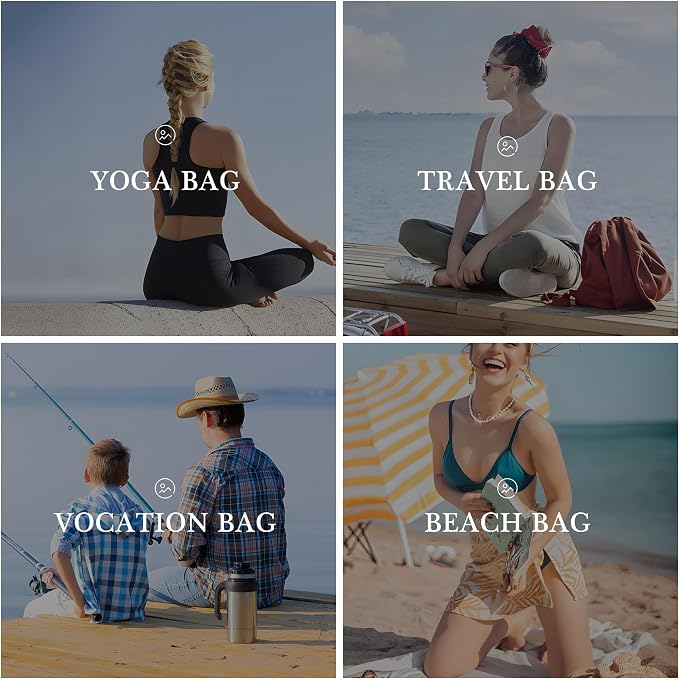YOOLIFE Initial Canvas Waterproof Beach Tote Bag Zipper Personalized Gifts - Image 5
