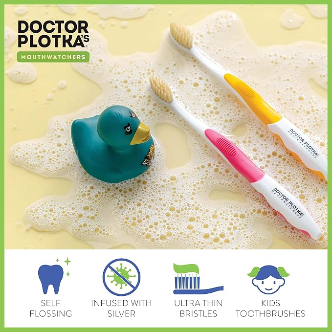 MOUTHWATCHERS Soft Childrens Flossing Manual Toothbrush, Value Pack of 4 - Image 2