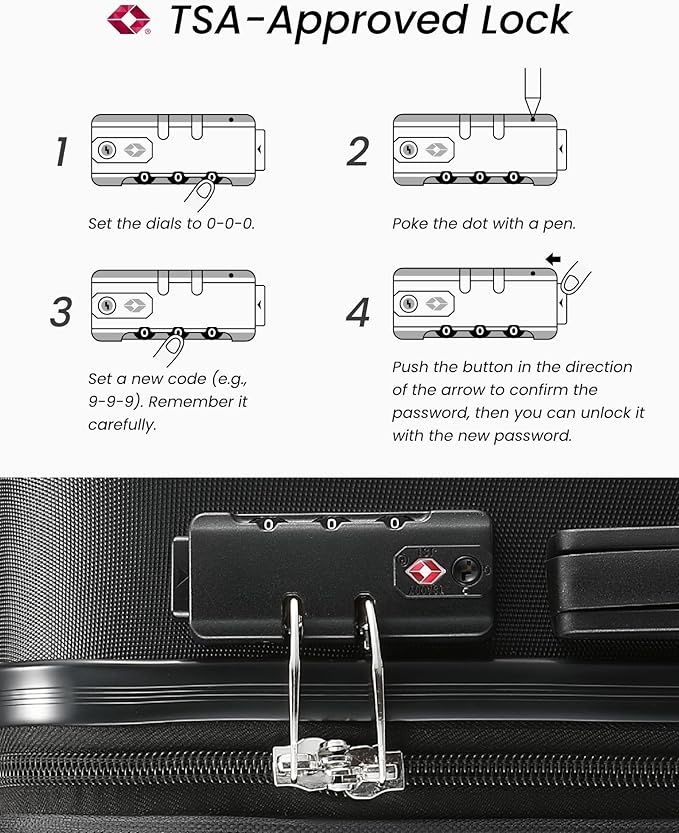 24 Inch Luggage with Spinner Wheels, Expandable Hardside Medium Checked Suitcase - Image 4