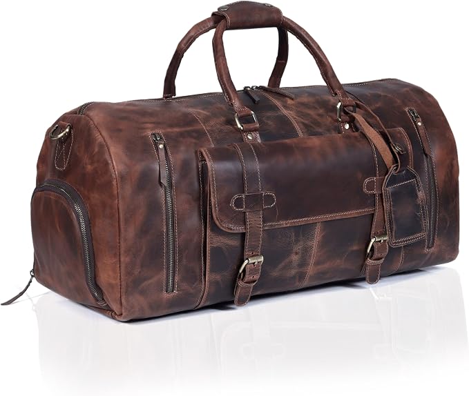 24 Inch Genuine Leather Duffle Bag - Image 2