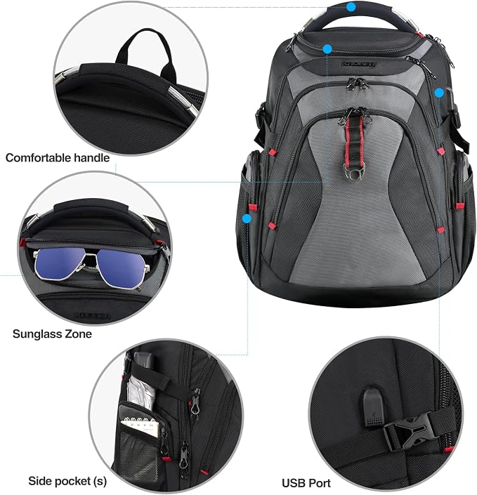 KROSER Travel Laptop Backpack 17.3 Inch XL Computer Backpack - Image 3