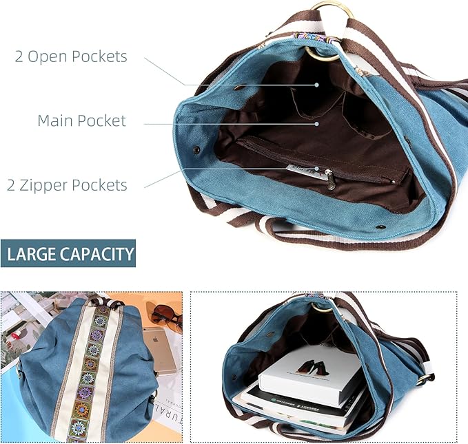 Goodhan Women Canvas Backpack Daypack Casual Shoulder Bag, Vintage Heavy-duty - Image 5