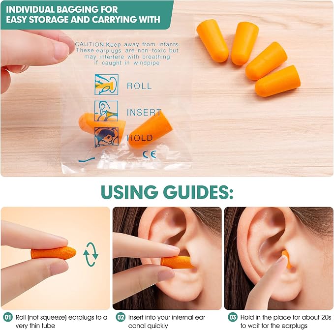 100 Pairs Earplugs for Noise Canceling Ear Plugs for Sleep Work Snoring Sound - Image 5