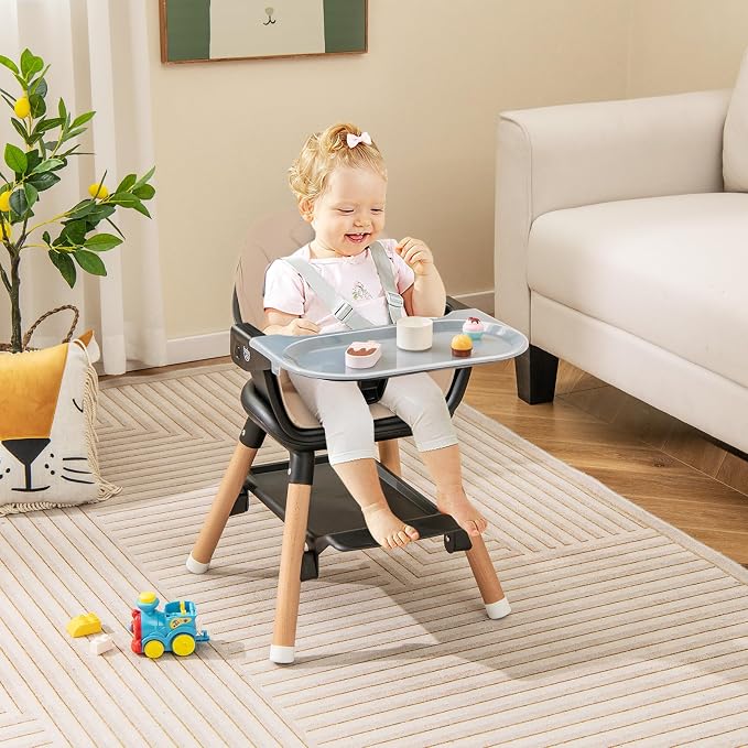 BABY JOY Baby High Chair, 6 in 1 Convertible Wooden High Chair - Image 9
