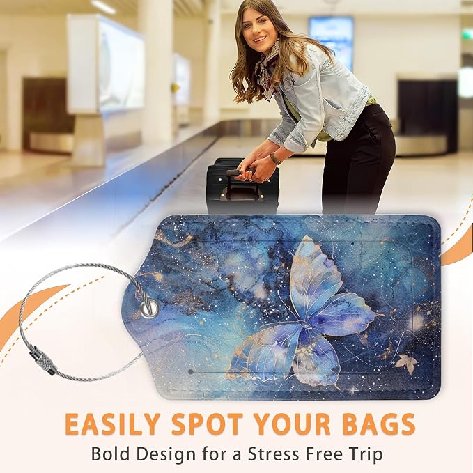 Starlit Crystal Butterfly PU Leather Luggage Tags - Image 4