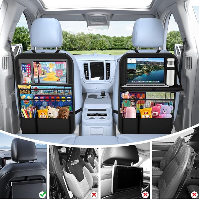 Car Backseat Organizer with table Tray, 9 Storage Pockets Backseat Car - Image 6