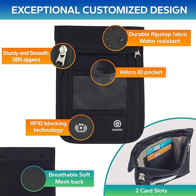 Travel Neck Wallet – Travel pouch and RFID Blocking Passport Holder - Image 3