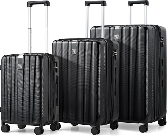 Hanke Expandable Hardshell Luggage Sets 3 piece Carry on Luggage by Hanke
