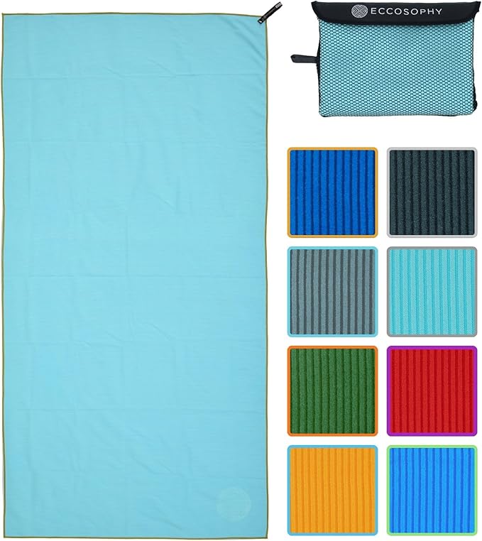 ECCOSOPHY Microfiber Beach Towel – Quick Dry Gym Towel, Highly Absorbent by ECCOSOPHY