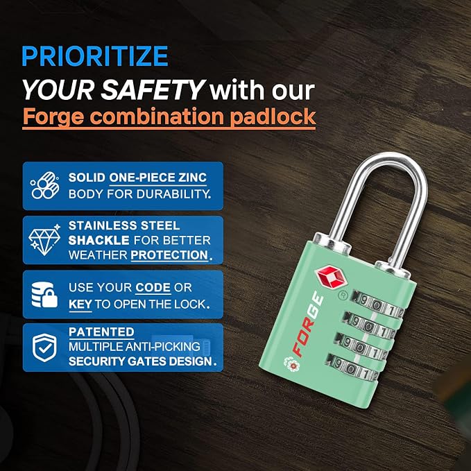 Forge Dual-Opening: Key or Combination Access Lock, TSA Approved Locks - Image 6