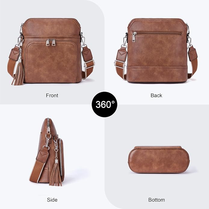 Crossbody Purse for Women, Lightweight Medium Crossbody Bag Soft Leather - Image 7