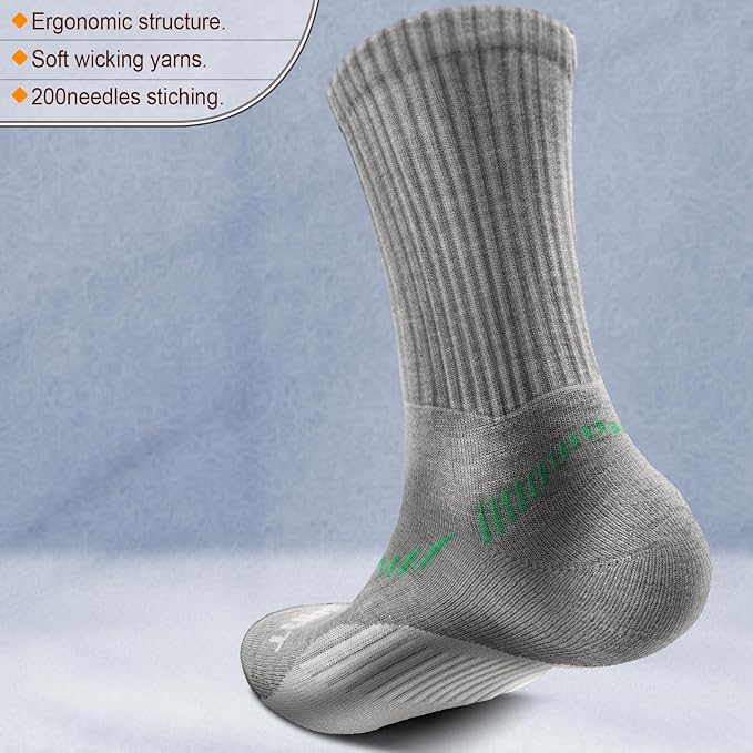 BULLIANT Compression Socks for Men 6Pairs, Athletic Crew Socks Cushioned For - Image 2