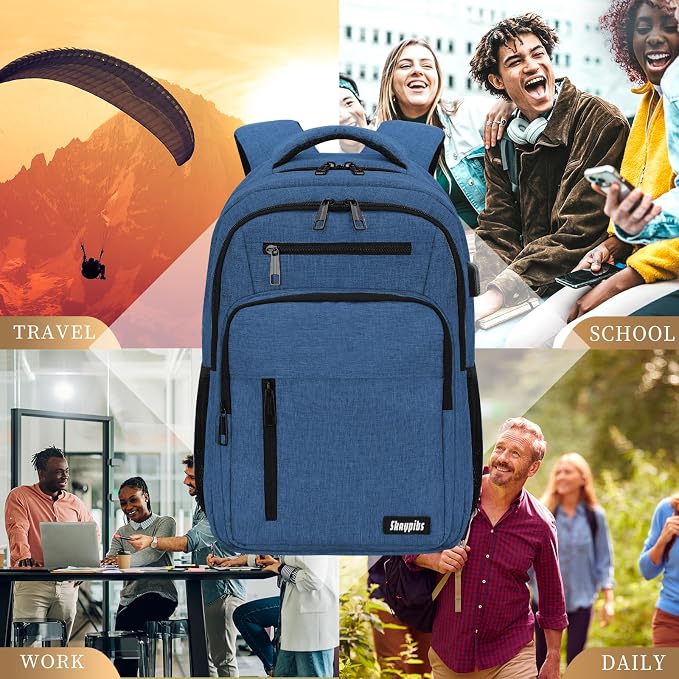 Black Backpack for Men Women, School Backpack for Boys Girls Teens, 15.6 Inch - Image 5