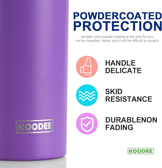 koodee Tumbler with Lid and Straw-20 oz Stainless Steel Vacuum Insulated Coffee - Image 3