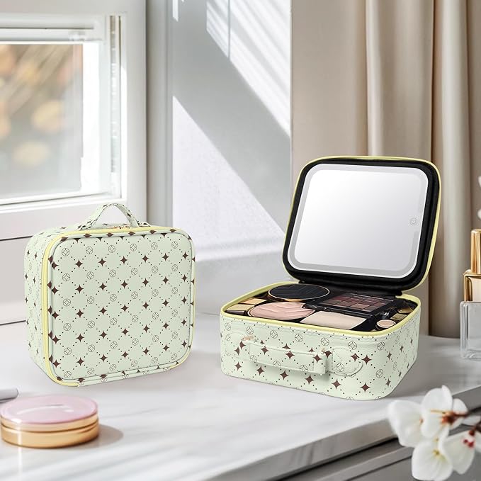 Travel Makeup Bag With 360° rotating LED Mirror, Waterproof cosmetic organizer - Image 5