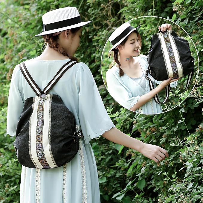 Goodhan WomCanvas Backpack Daypack Casual Shoulder Bag, Vintage Heavy-duty - Image 6