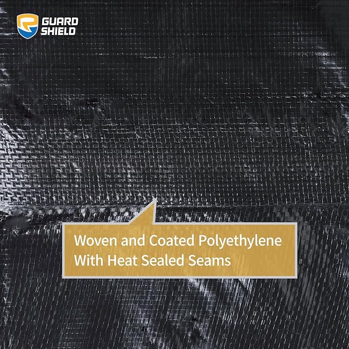 GUARD SHIELD Black Tarp 12x16 Feet Waterproof Tarps Lightweight Camping Tarp - Image 4