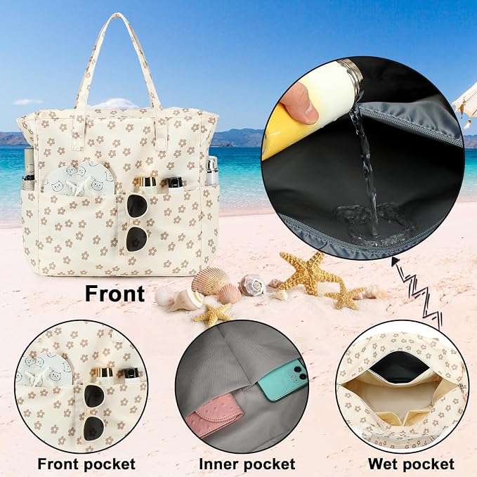 Beach Pool Bags Tote for Women Ladies Large Gym Tote Carry On Bag - Image 5