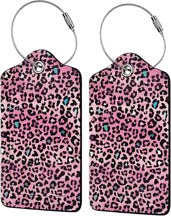 Pink Leopard Print Luggage Tags by Unknown
