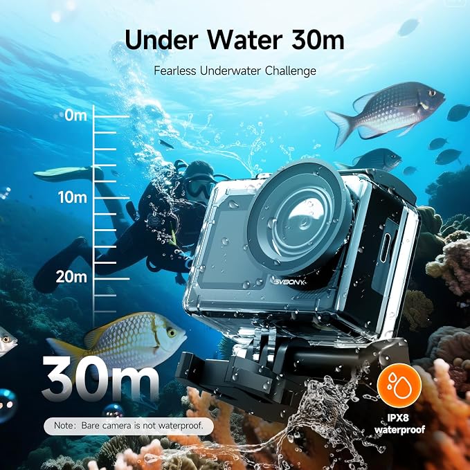 SVBONY SVGo2 Action Camera 4K30FPS 50MP, 5X Zoom Touch Screen Sports Camera - Image 7
