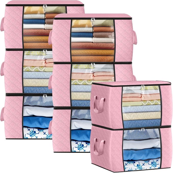 Fab totes 24 Gallons Clothes Storage, Foldable Thick Fabric Blanket Storage Bags by Fabtotes