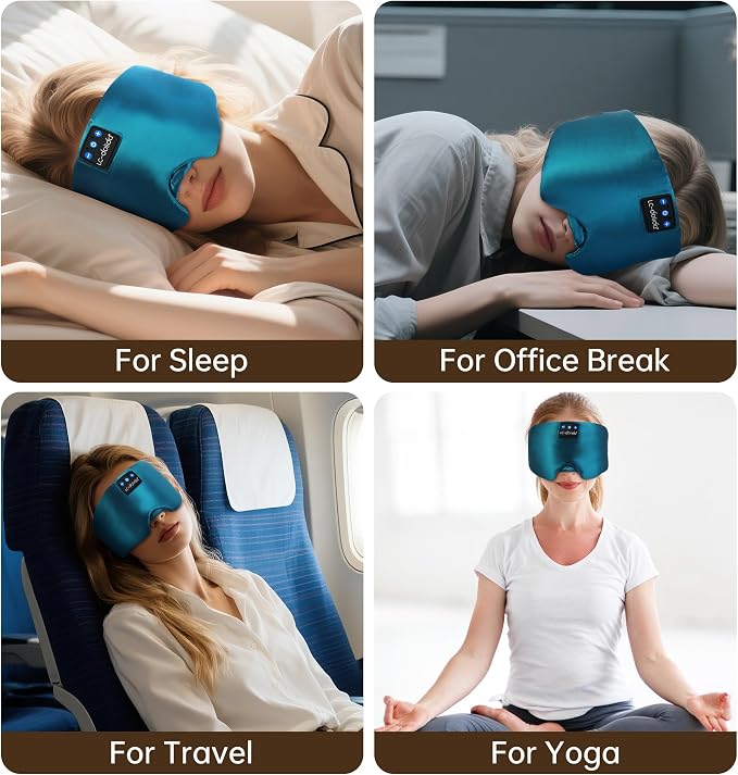 LC-dolida Luxurious Silk Soft Sleep Mask, Sleep Headphones - Image 9