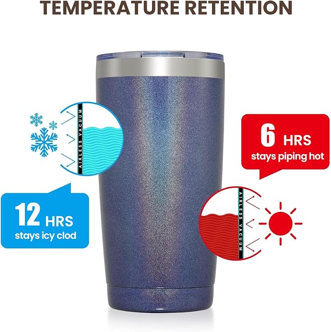 MEWAY 20oz Tumbler 12 Pack Double Wall Vacuum Insulated Travel Glitter Mug Bulk - Image 6