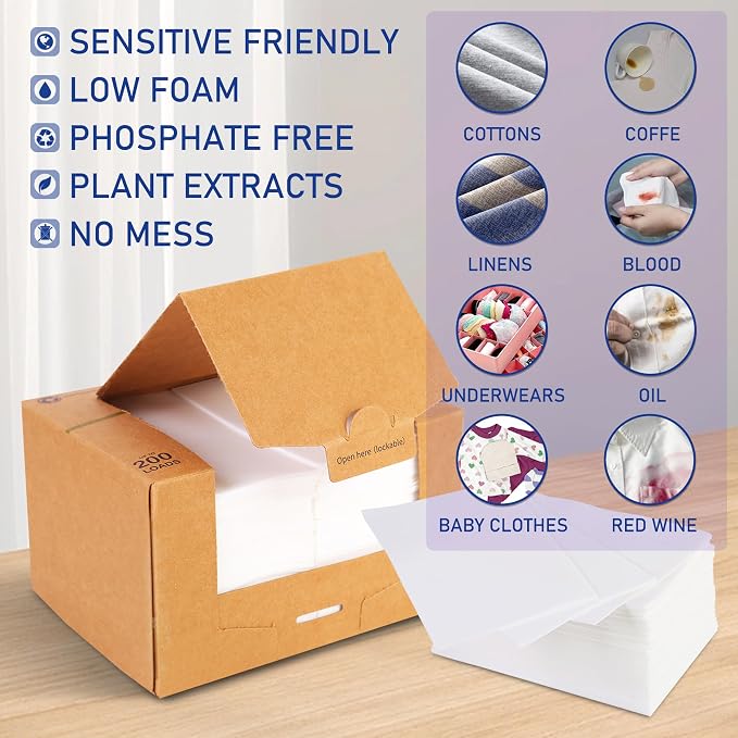 Freelivity Laundry Detergent Sheets, 200 Loads Fragrance Free Eco-Friendly - Image 2