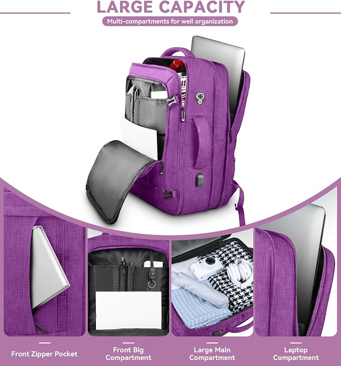 60L Carry On Backpack, Extra Large Laptop Backpack, Big Capacity Travel Backpack - Image 9