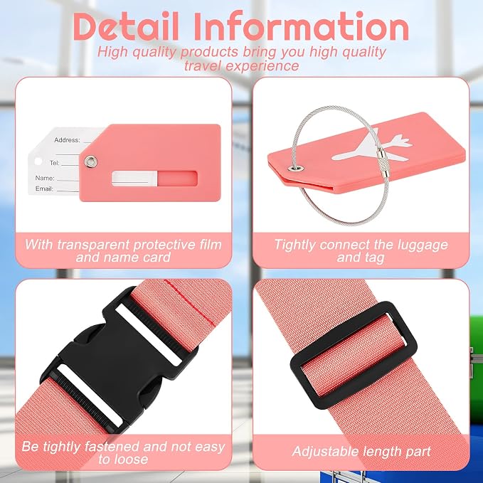 Weewooday 8 Pcs Luggage Straps Suitcase Tags Set - Image 3