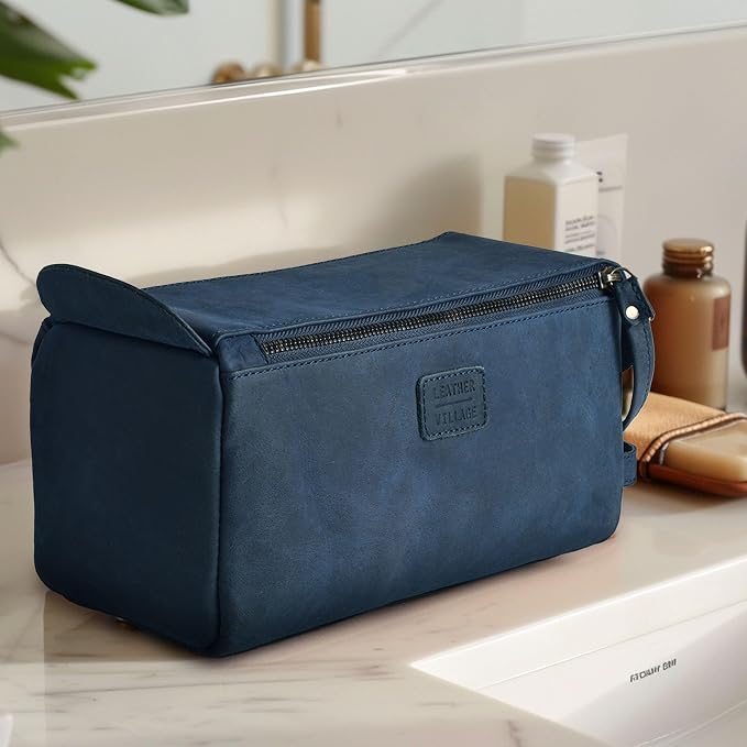 LEATHER VILLAGE Premium Leather Travel Toiletry Bag - Image 9