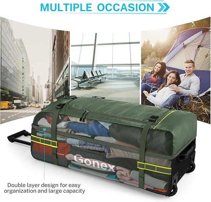 Gonex Rolling Duffle Bag with Wheels, 100L Water Repellent Large Wheeled Travel - Image 3