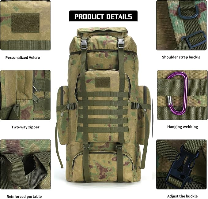 Hiking Backpack for Men 70L/100L Camping Backpack Military Rucksack Molle 3 - Image 6