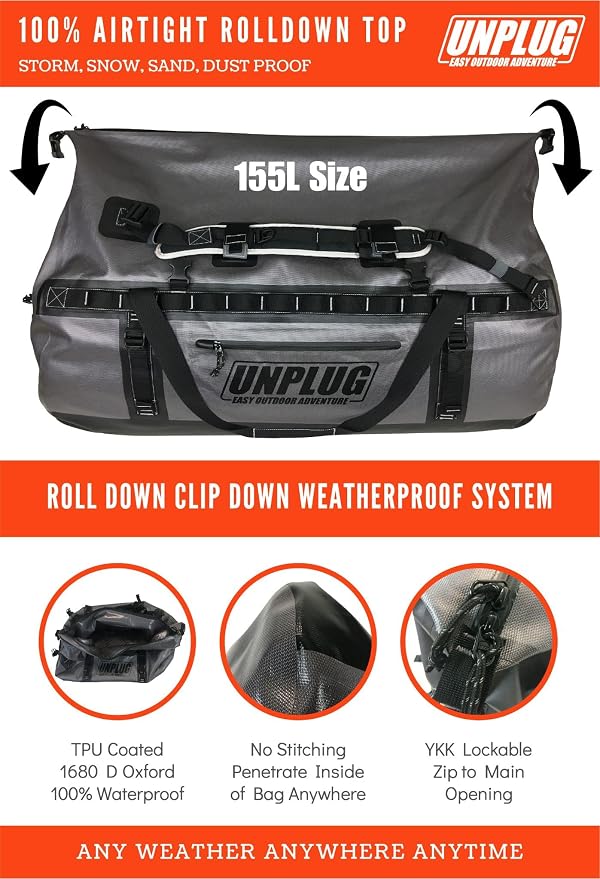 UNPLUG Waterproof Bags for Travel -1680D Heavy Duty Waterproof Duffel Bag for - Image 3