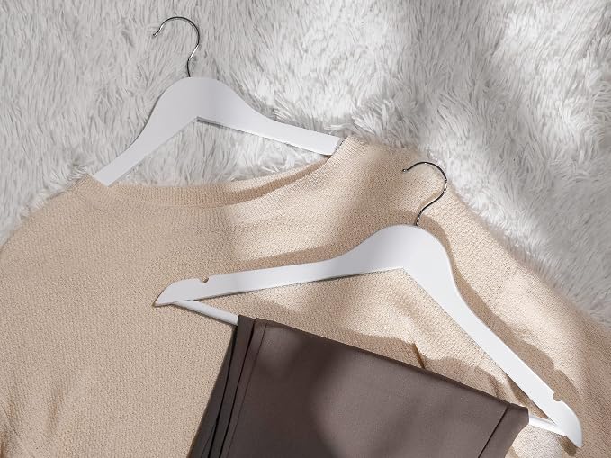 StorageWorks White Wooden Hangers, 30 Pack Wood Hanger - Image 2