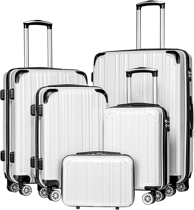 Coolife Luggage Expandable 5 Piece Sets PC+ABS Spinner Suitcase 20 inch 24 inch by COOLIFE