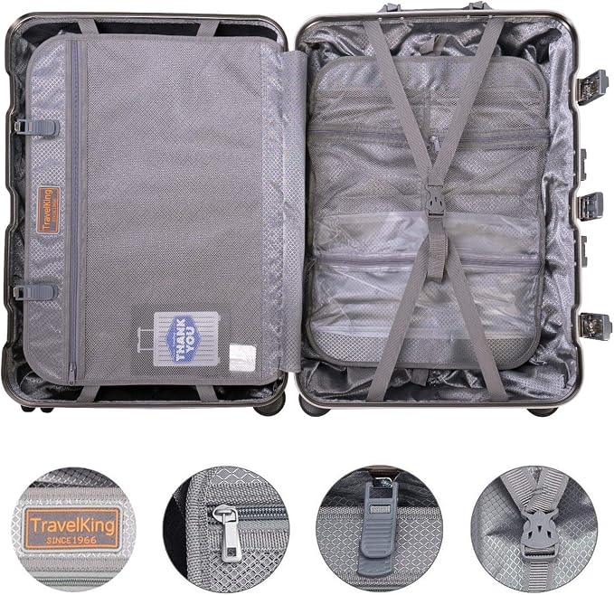 TRAVELKING All Aluminum Luggage Zipperless Hard Shell Suitcase - Image 4