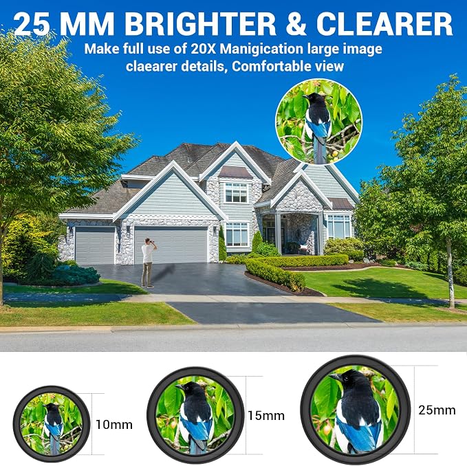 20x25 Binoculars for Adults & Kids, High Power Easy Focus, Waterproof Compact - Image 3