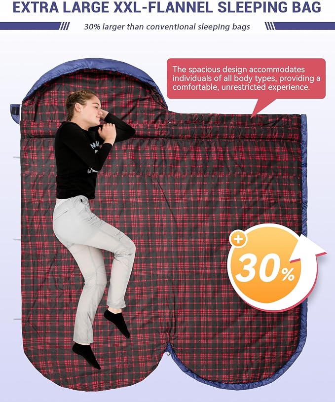 KingCamp Sleeping Bag for Adults, Cold Weather & Warm Extra Wide Big & Tall XL - Image 2